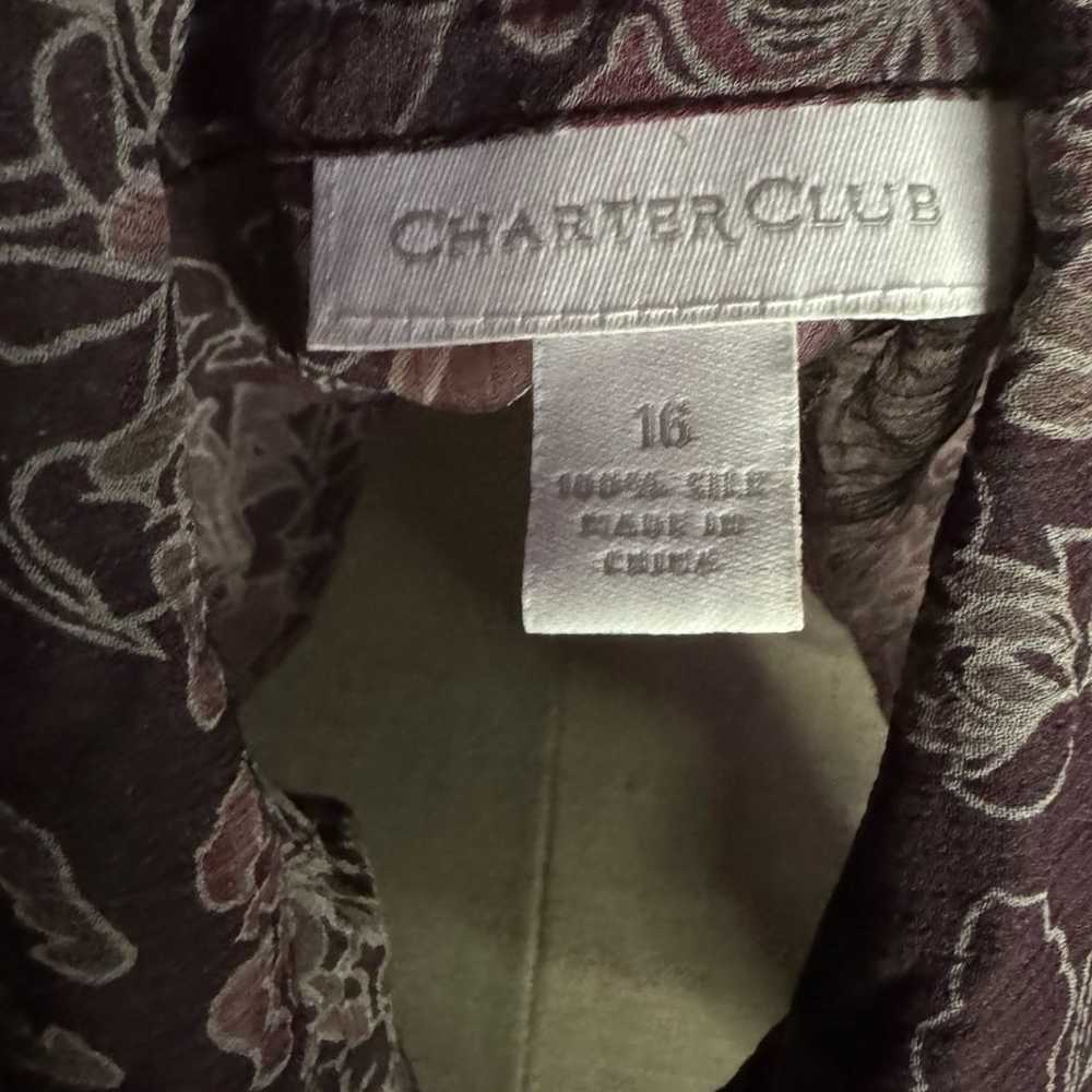 Charter Club Woman Top 16W Sheer Purple Floral Bu… - image 5