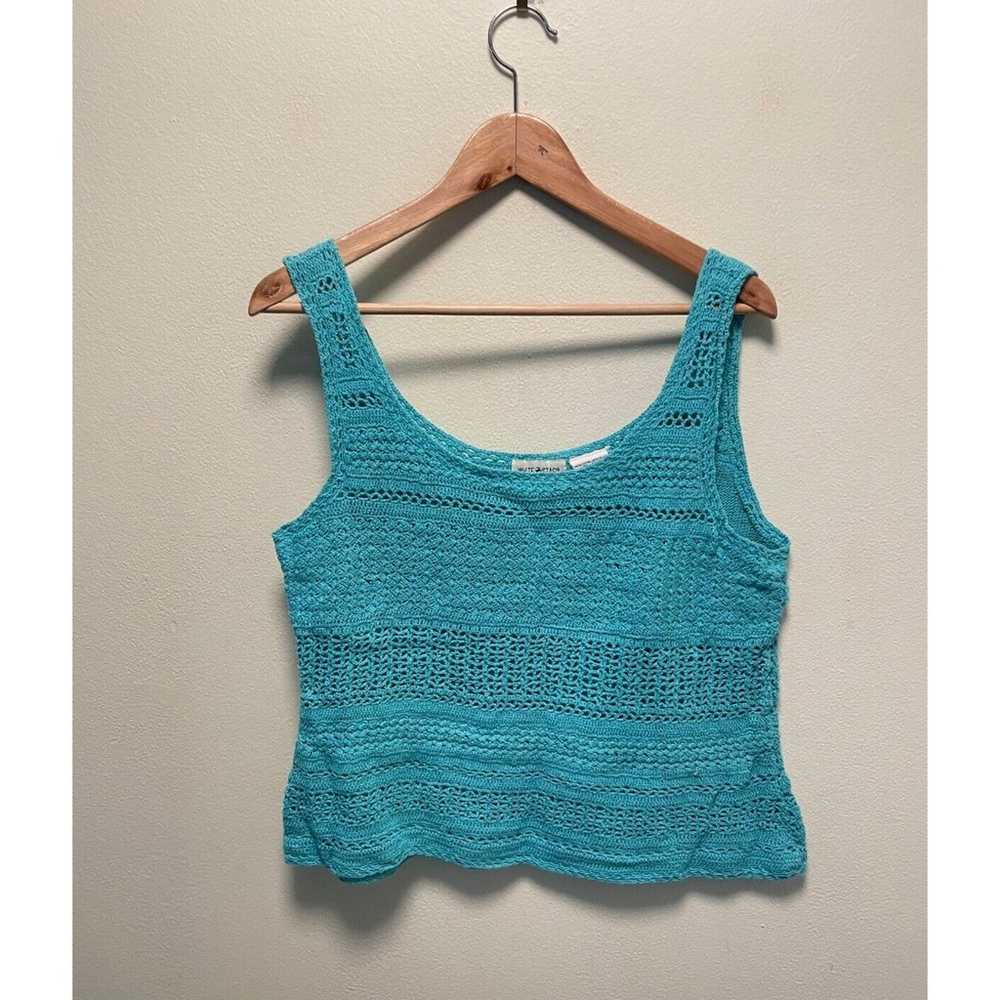 Vintage White Stag Womens Tank Top XL Blue Croche… - image 1