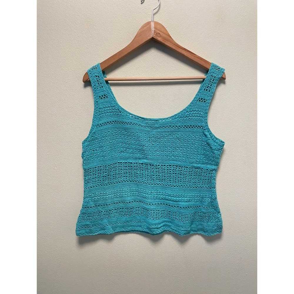 Vintage White Stag Womens Tank Top XL Blue Croche… - image 3