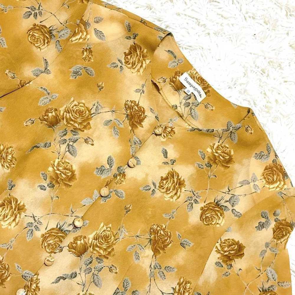 【Vintage】Flower Print Short-Sleeve Blouse Showa R… - image 4