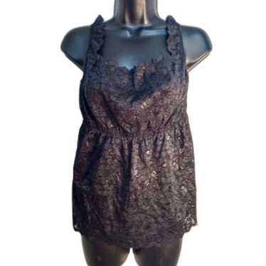 Fashion Bug Shirt 2X Vintage Black Lace Y2K Cami … - image 1