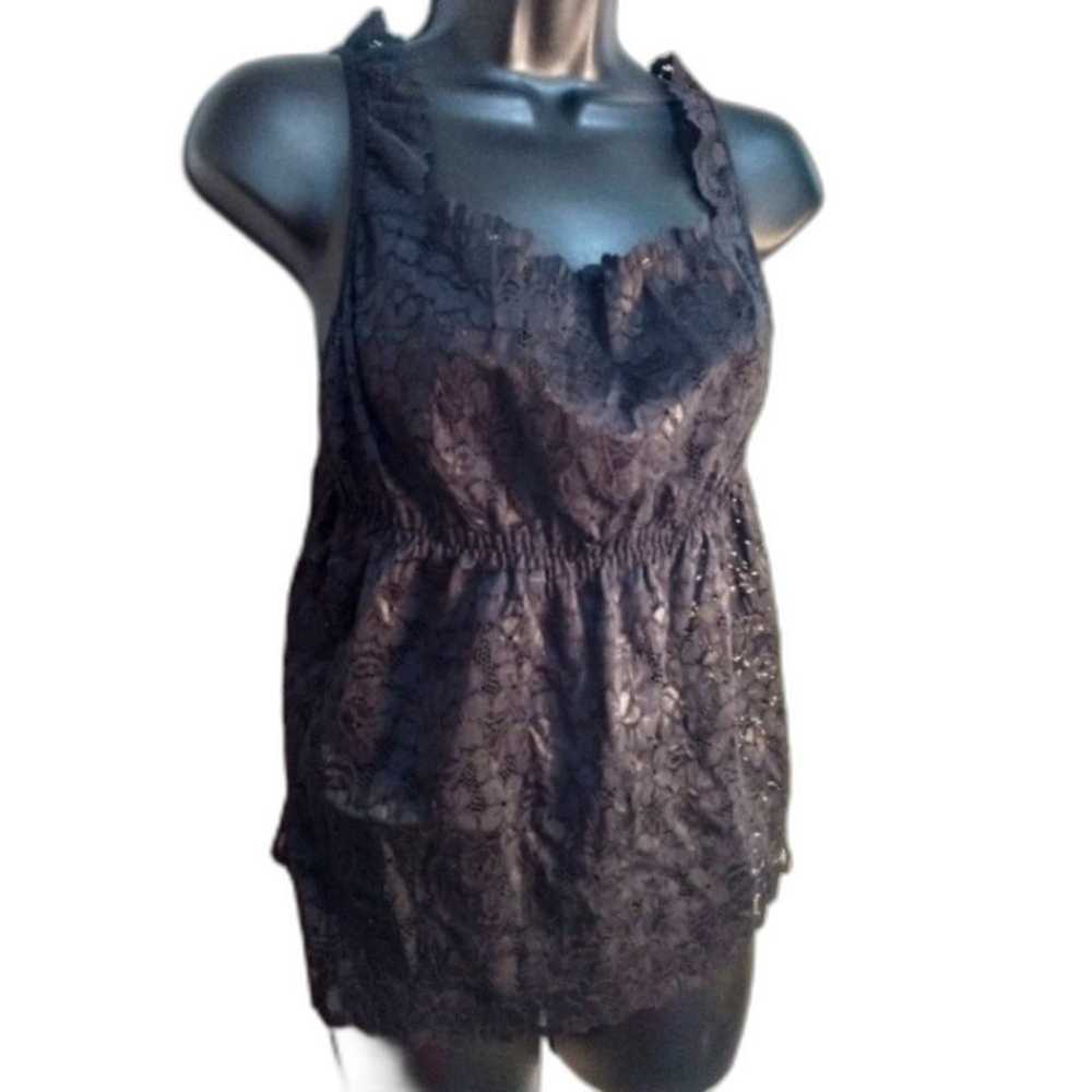 Fashion Bug Shirt 2X Vintage Black Lace Y2K Cami … - image 2