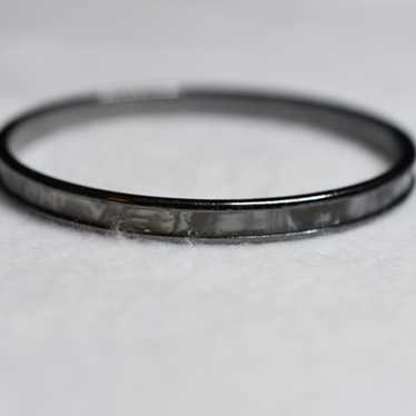 Vintage Chic Abalone Inlay Silver Tone Bangle Bra… - image 1