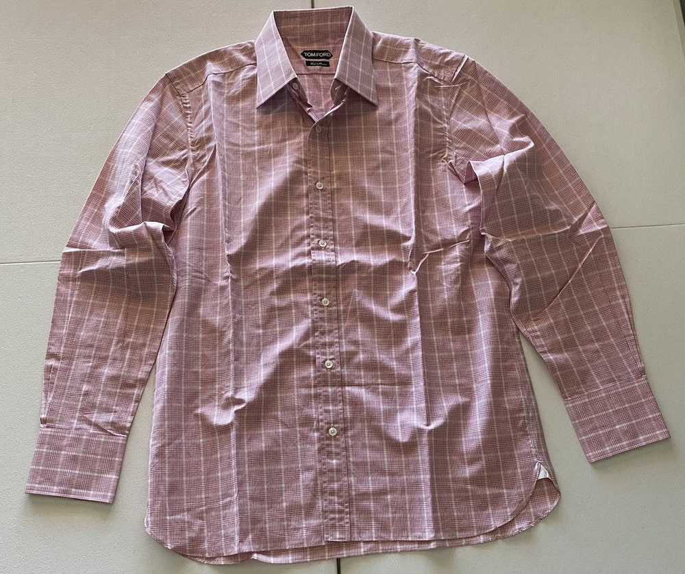 Tom Ford Tom Ford light pink glen check shirt 17 … - image 1