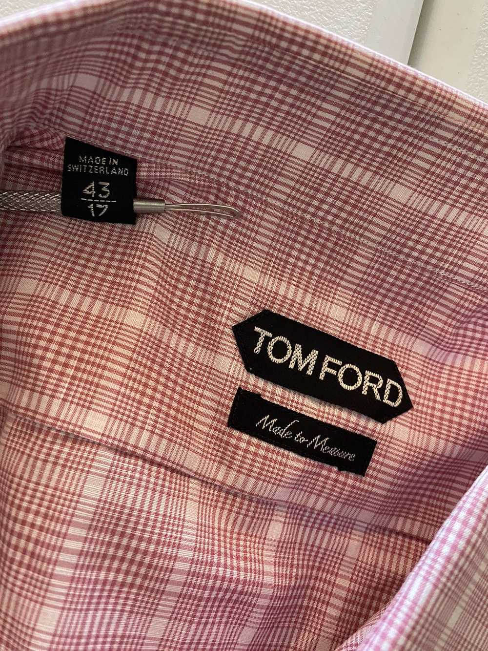 Tom Ford Tom Ford light pink glen check shirt 17 … - image 5