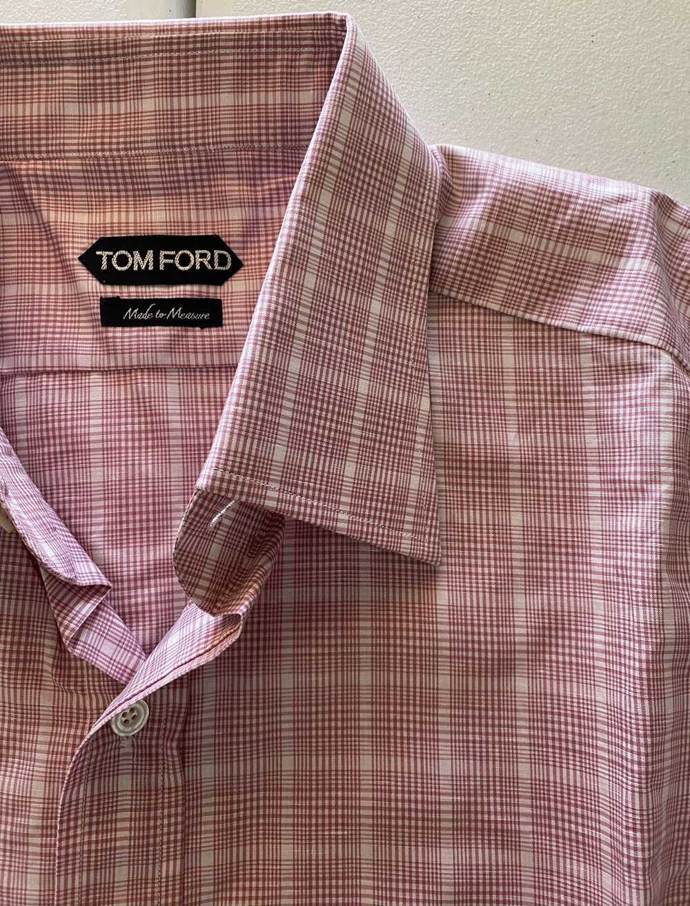 Tom Ford Tom Ford light pink glen check shirt 17 … - image 7