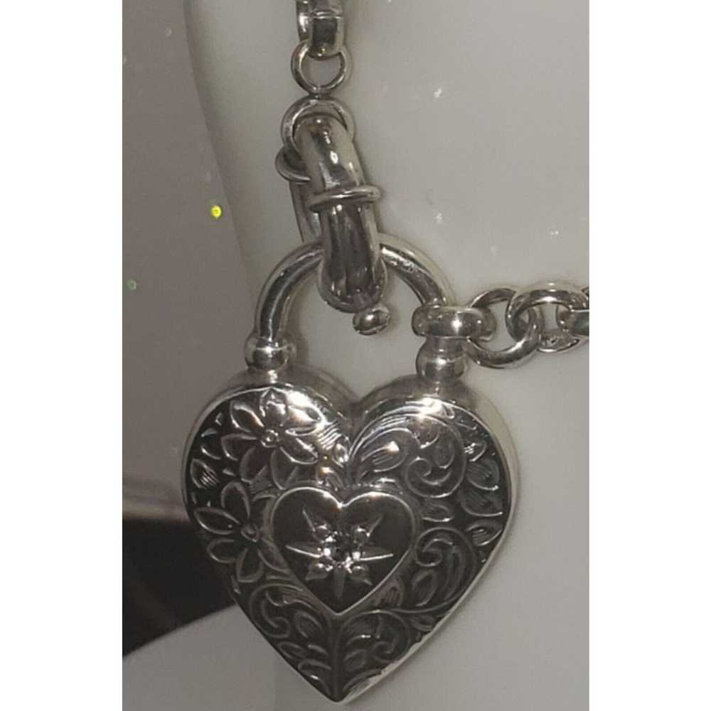 Heart charm Rhinestone Silver-Plated Stainless-St… - image 4