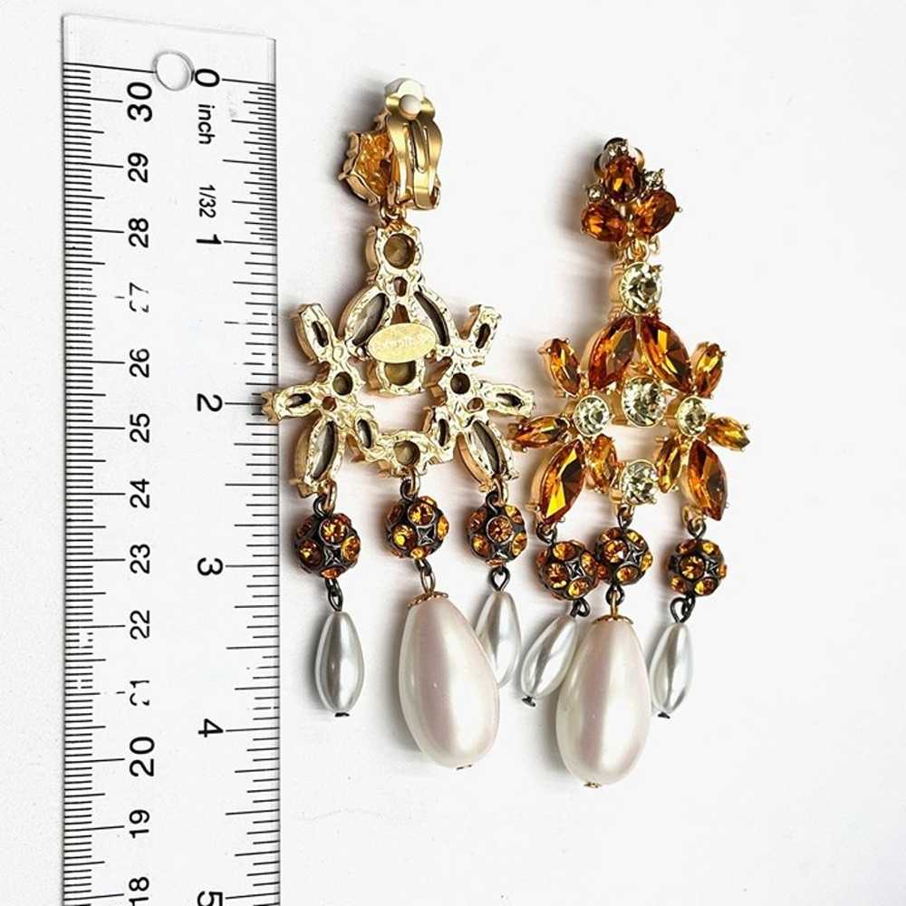 Catwalk Jon Womens Earrings Amber Glass Rhineston… - image 4