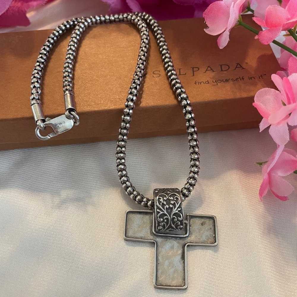 Silpada Cross Popcorn Sterling Silver Necklace - image 1