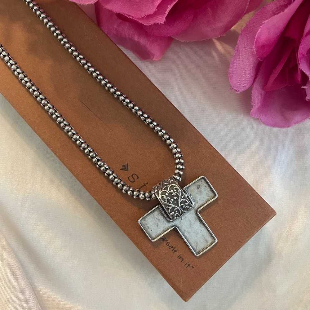 Silpada Cross Popcorn Sterling Silver Necklace - image 3