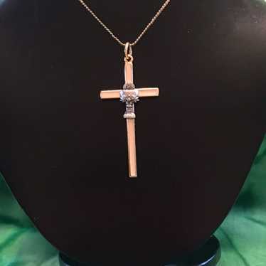 Goldtone IHS cross necklace vintage - image 1