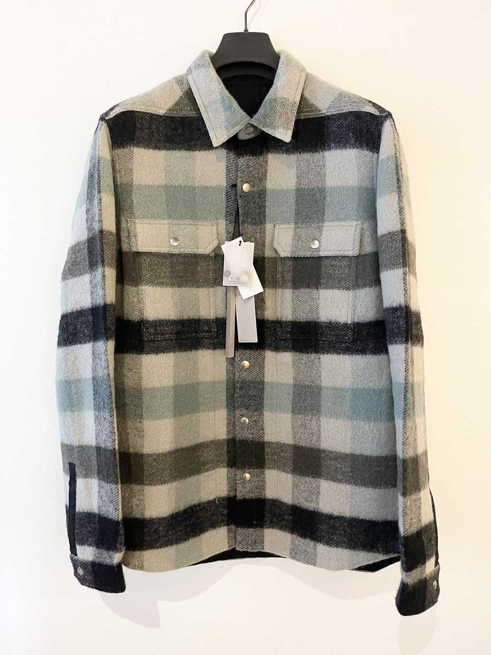 Rick Owens FW22 Strobe Pearl Plaid Overshirt - image 1