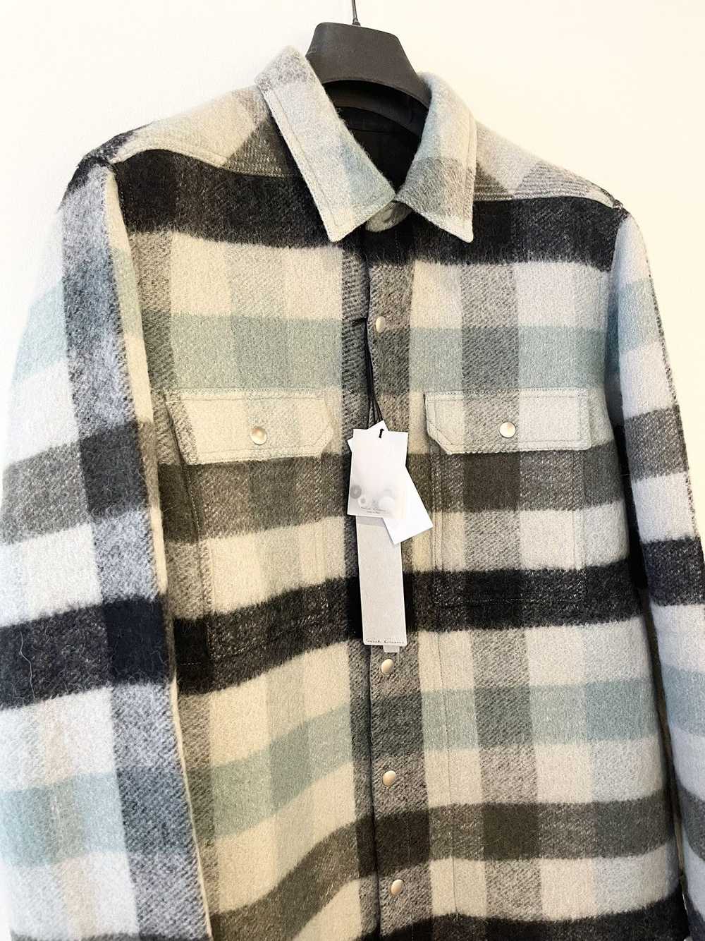 Rick Owens FW22 Strobe Pearl Plaid Overshirt - image 3