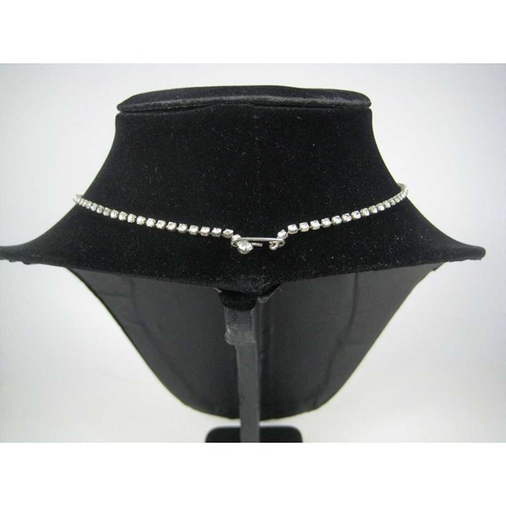 Vintage Rhinestone Choker Necklace Silvertone 195… - image 10