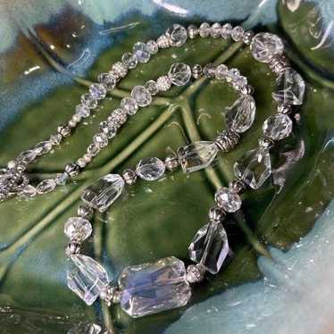 Vintage Art Deco Clear Restrung Rock Crystal Bead… - image 1