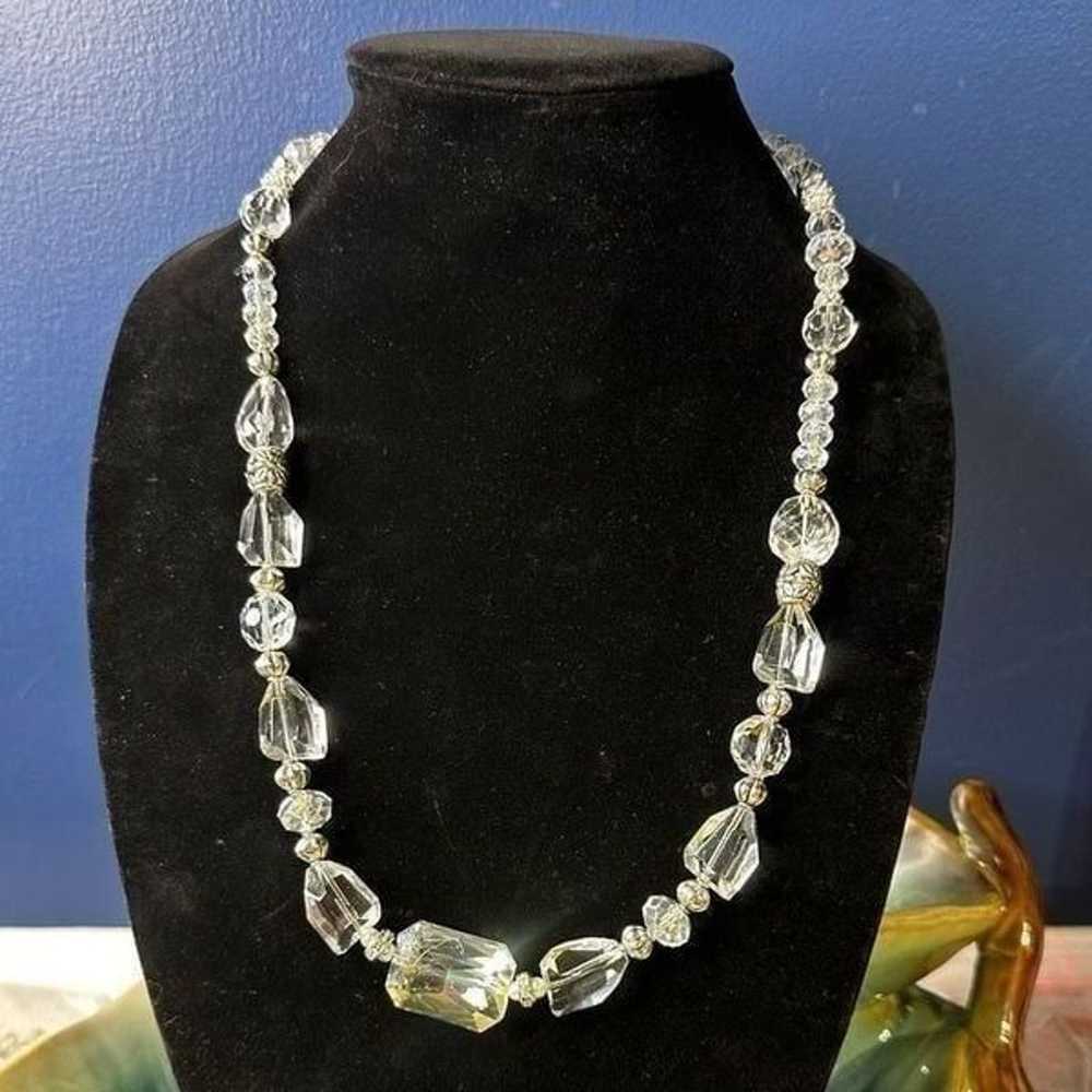 Vintage Art Deco Clear Restrung Rock Crystal Bead… - image 2