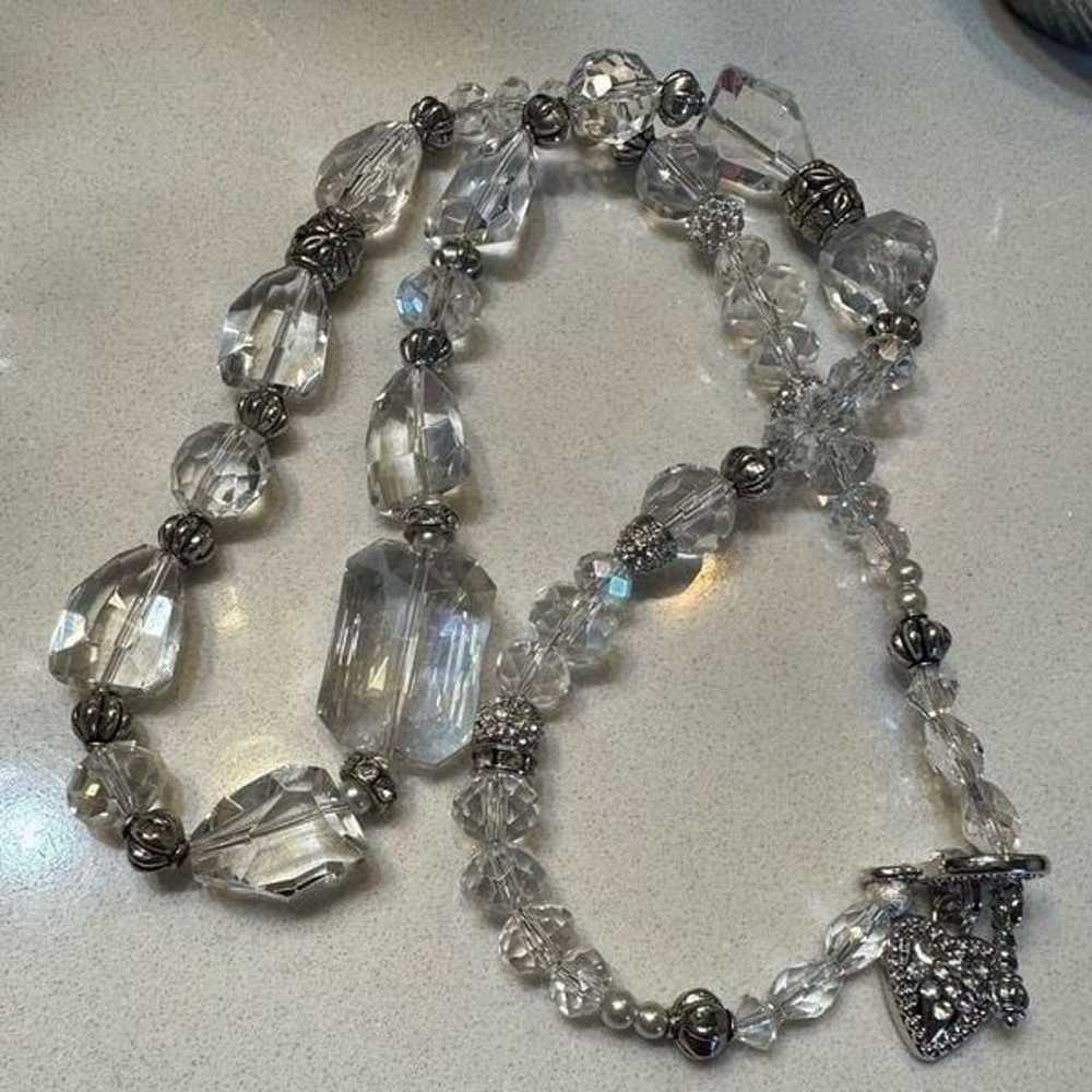 Vintage Art Deco Clear Restrung Rock Crystal Bead… - image 3