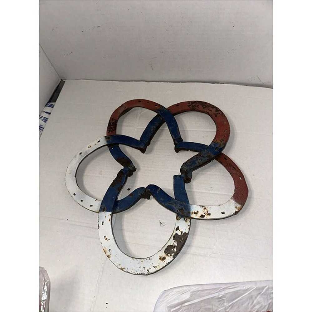 Vintage rustic American flag horseshoes handmade - image 1