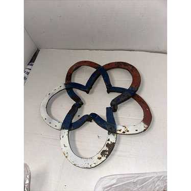 Vintage rustic American flag horseshoes handmade - image 1