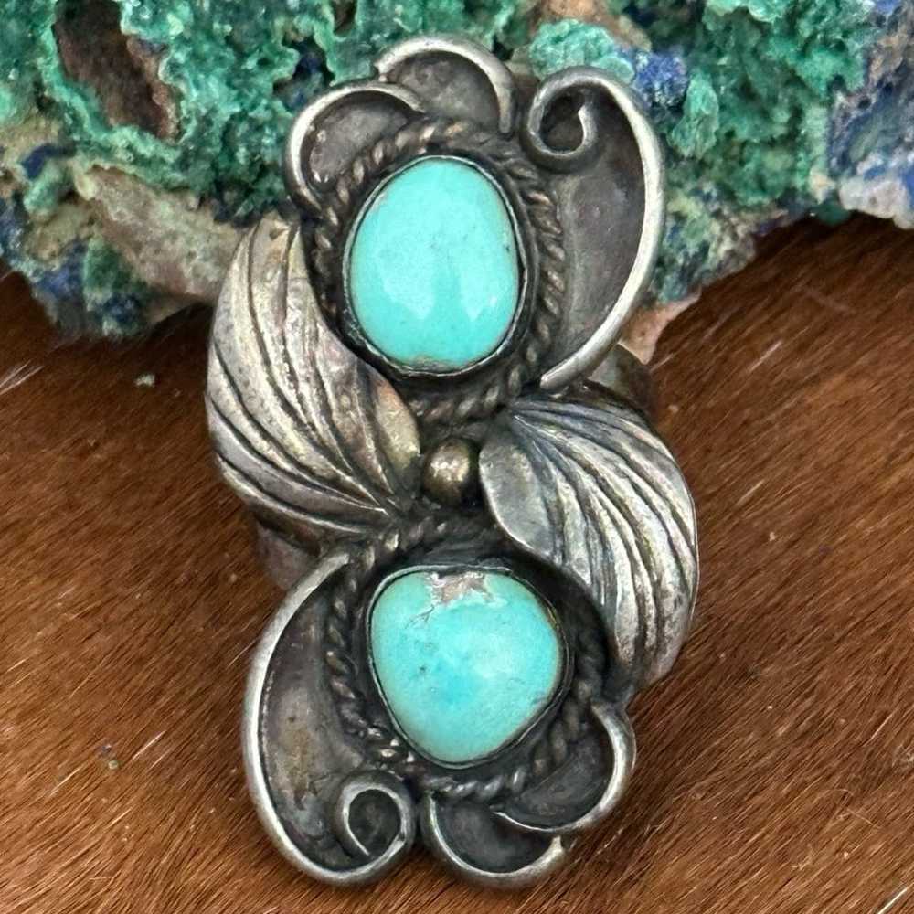 Navajo vintage turquoise sterling silver statemen… - image 1