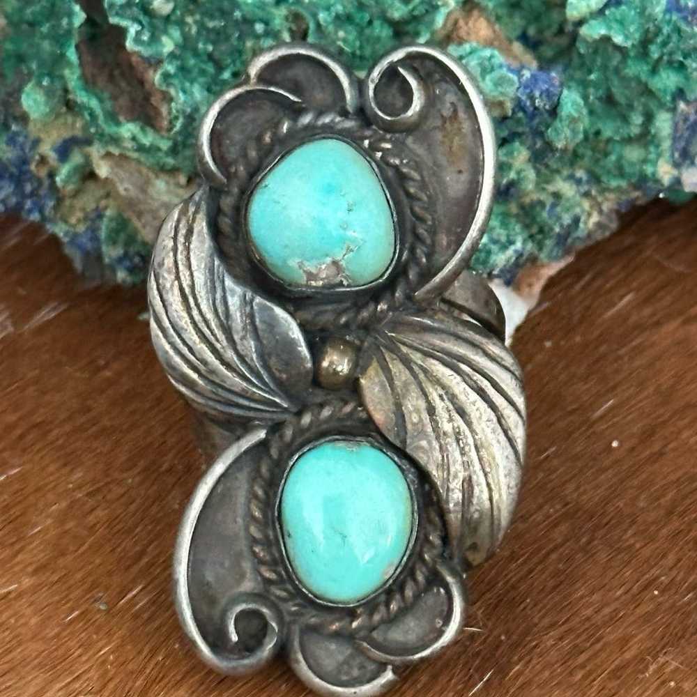 Navajo vintage turquoise sterling silver statemen… - image 5