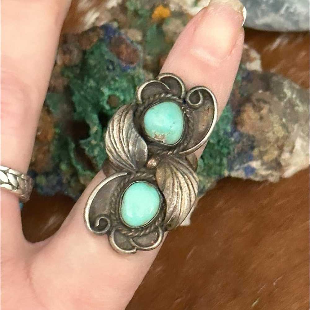 Navajo vintage turquoise sterling silver statemen… - image 6