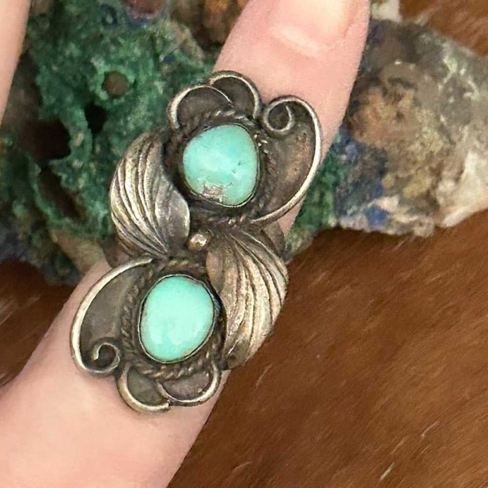 Navajo vintage turquoise sterling silver statemen… - image 7