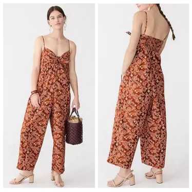 J Crew Tie-front jumpsuit in vintage vines Sz 8 - image 1