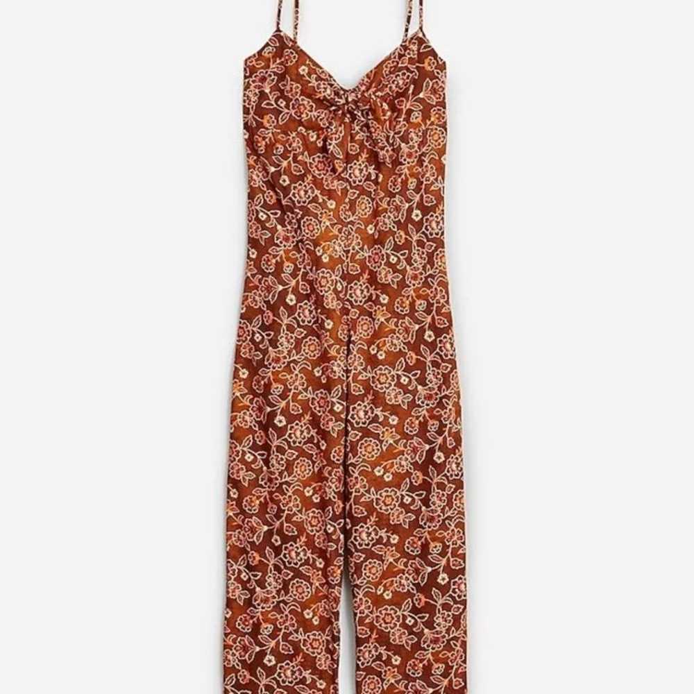 J Crew Tie-front jumpsuit in vintage vines Sz 8 - image 3