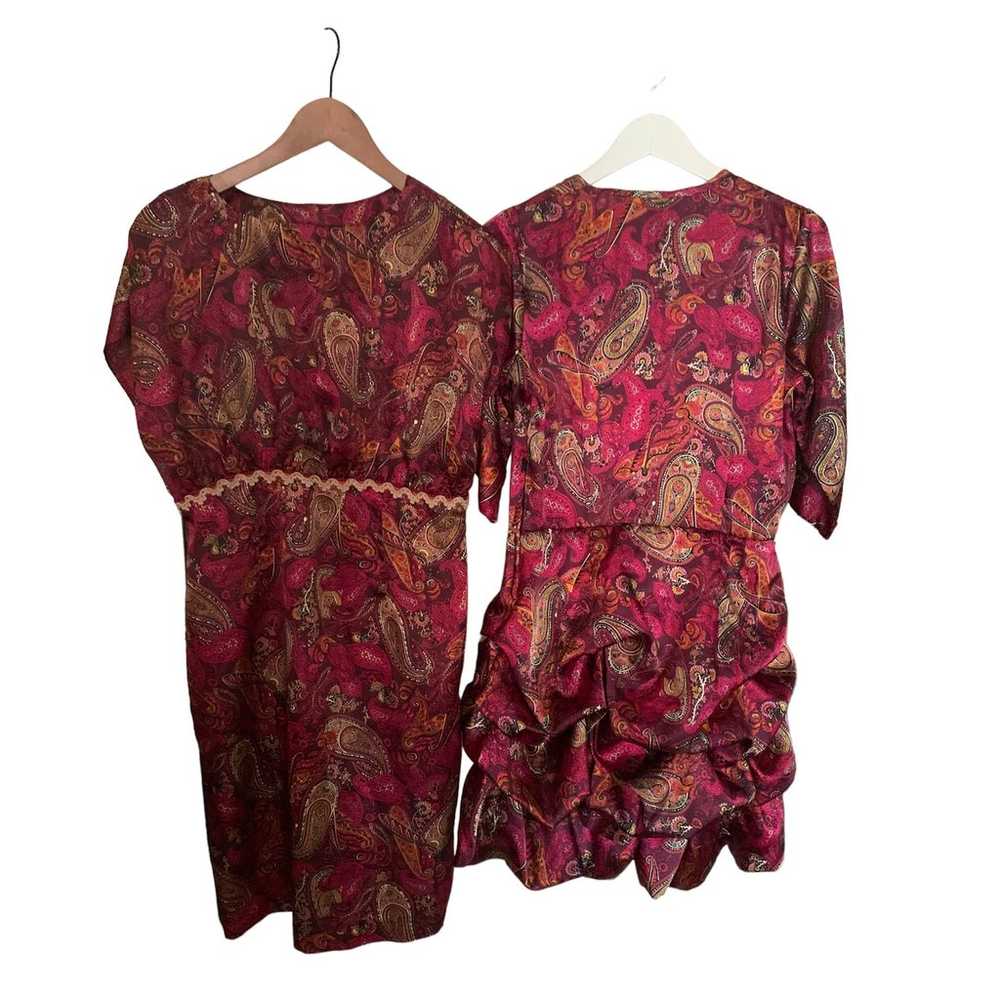 Custom Handmade Pink Paisley Floral Ruffled Dress… - image 1