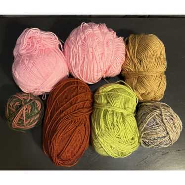 Vintage Mixed Lot of Yarn Balls Pink Green Beige … - image 1