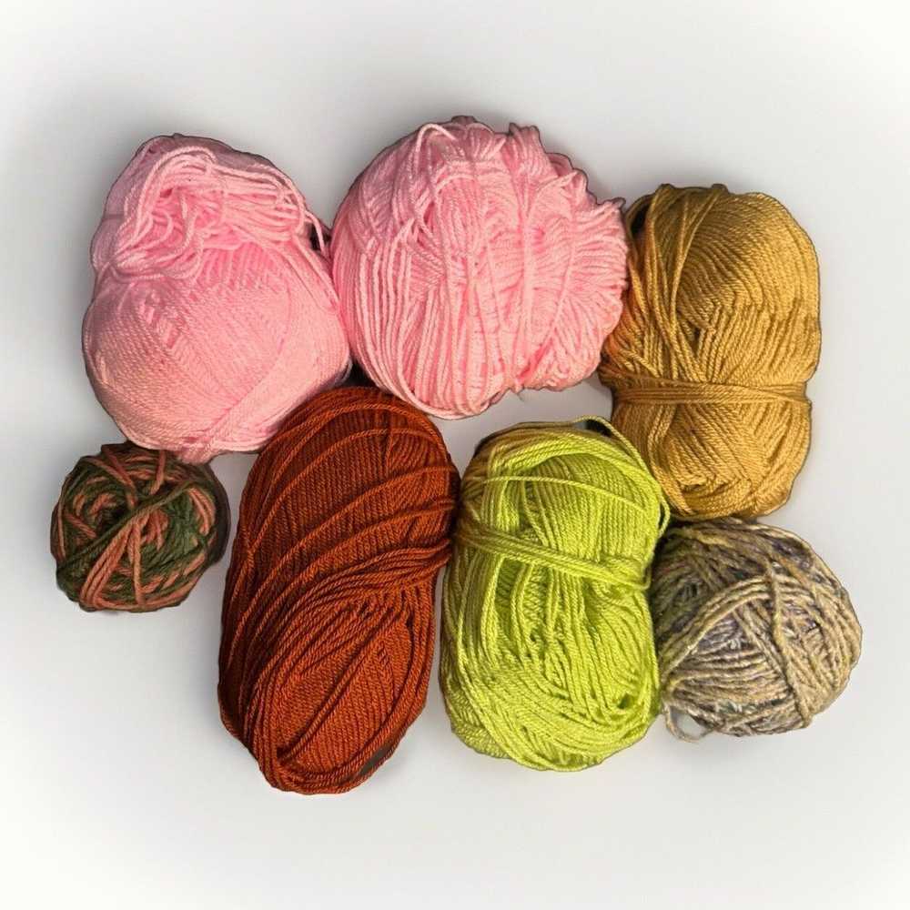 Vintage Mixed Lot of Yarn Balls Pink Green Beige … - image 2