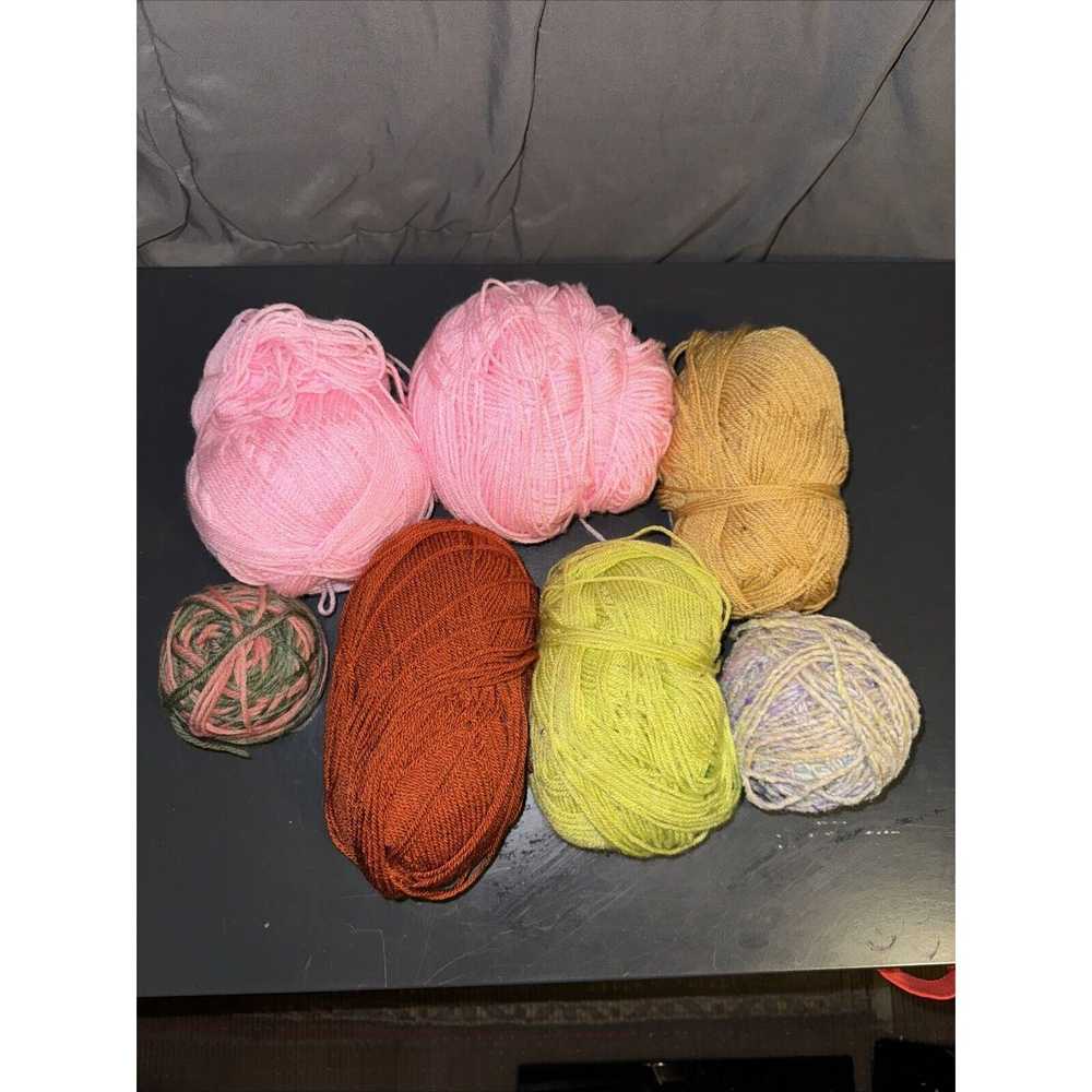 Vintage Mixed Lot of Yarn Balls Pink Green Beige … - image 3