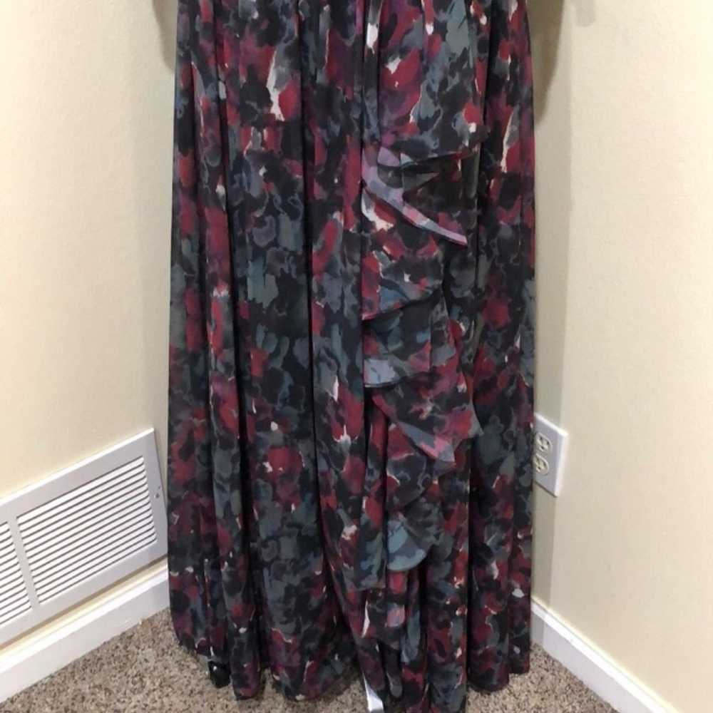 Badgley Mischka Pleated Floral Gown Size 2 Gray B… - image 4