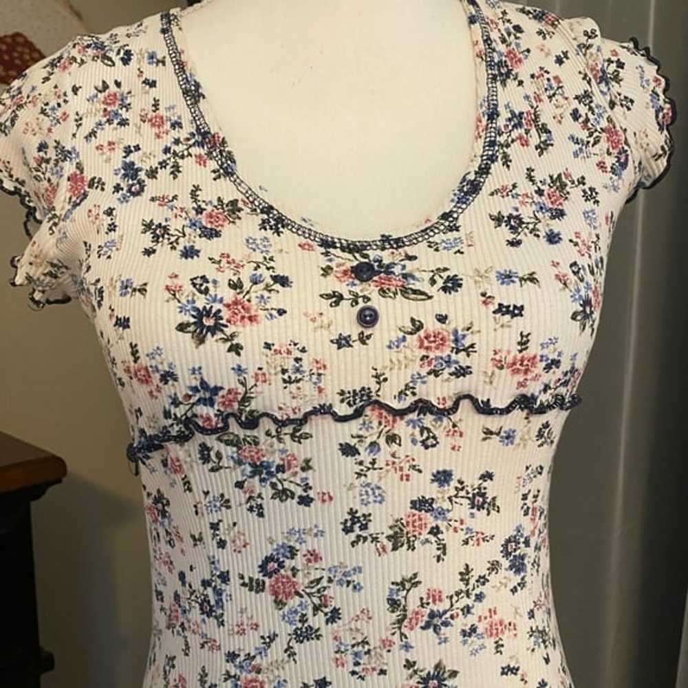 Vintage 90’s Ditsy floral ribbed mini dress - image 3