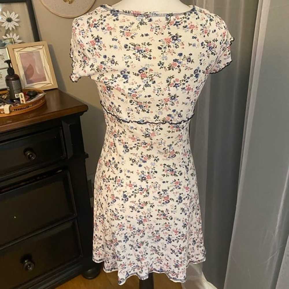 Vintage 90’s Ditsy floral ribbed mini dress - image 5