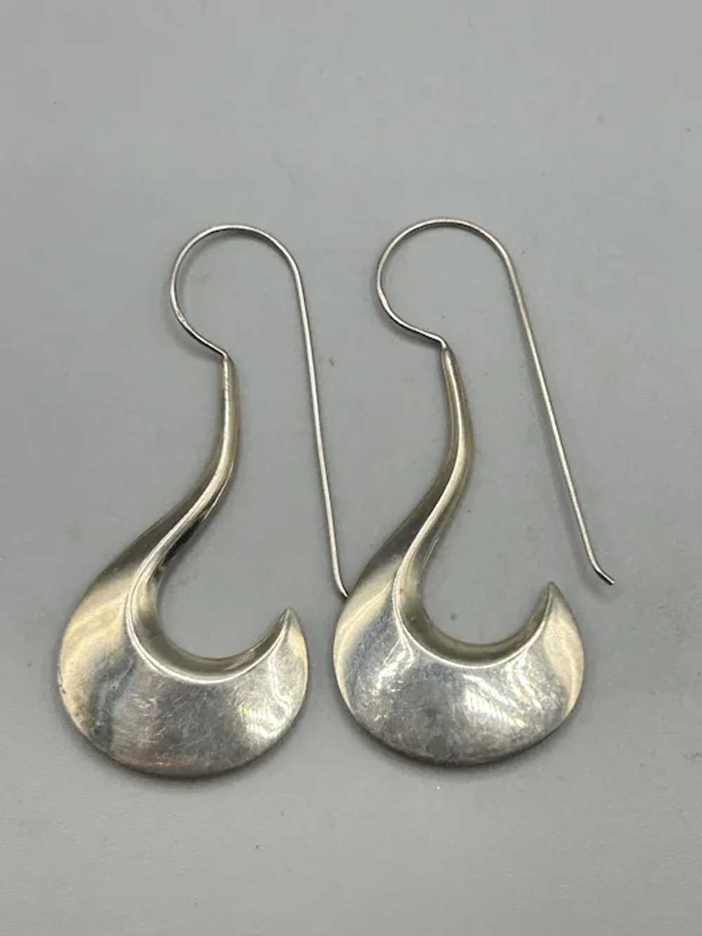 Sterling Silver Long Statement Earrings Pierced L… - image 6