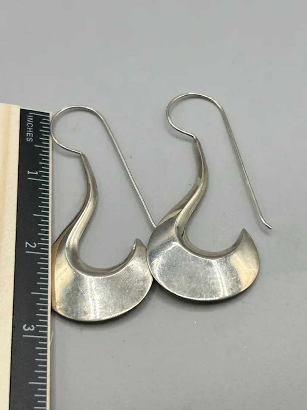 Sterling Silver Long Statement Earrings Pierced L… - image 7