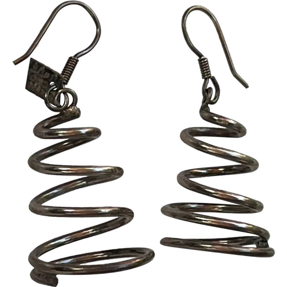 Vintage Sterling Silver Spiral Earrings - image 1