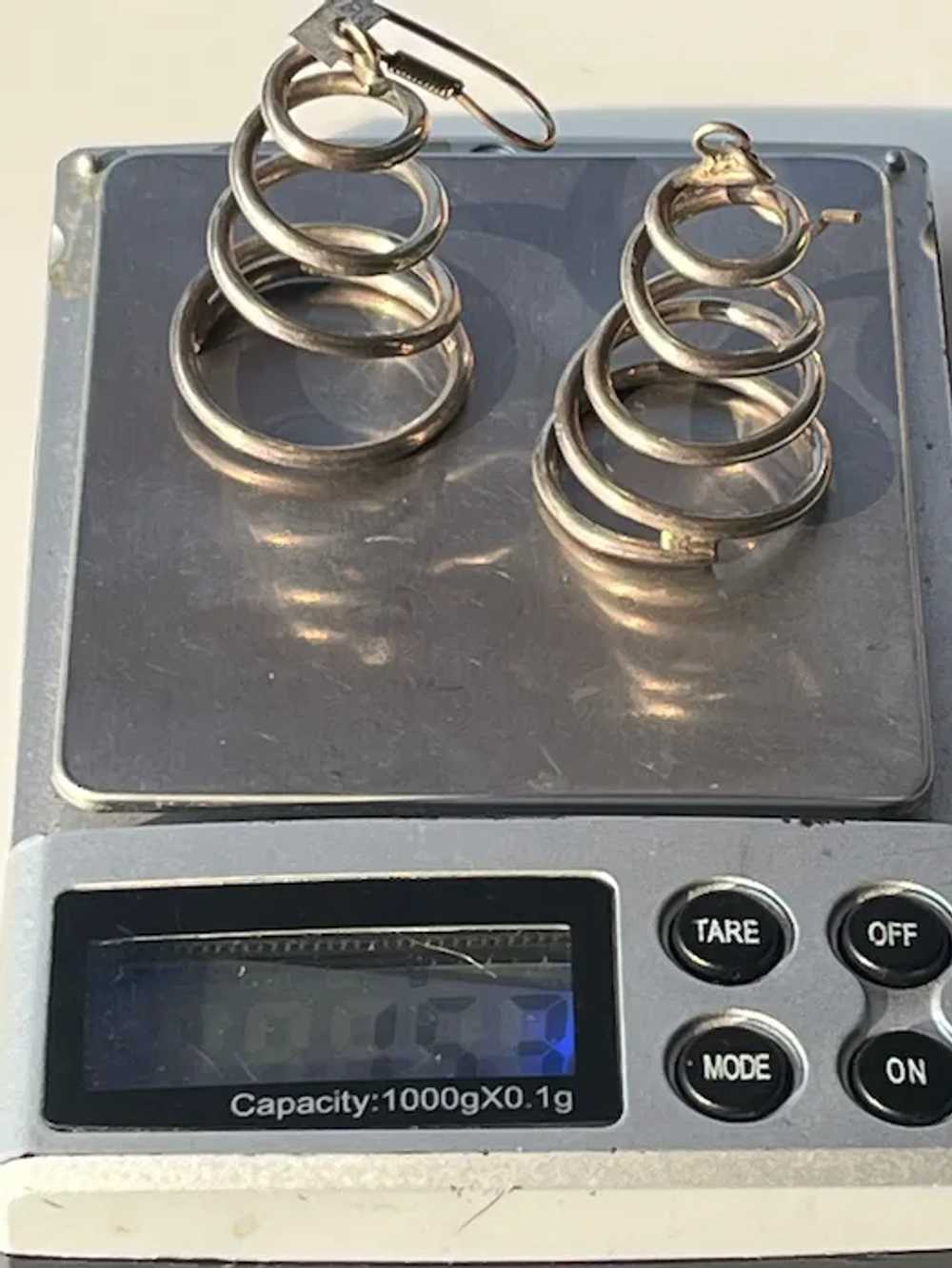 Vintage Sterling Silver Spiral Earrings - image 3