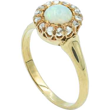 Victorian Opal and Rose Cut Diamond Cluster Ring … - image 1