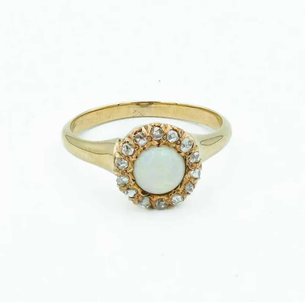 Victorian Opal and Rose Cut Diamond Cluster Ring … - image 2