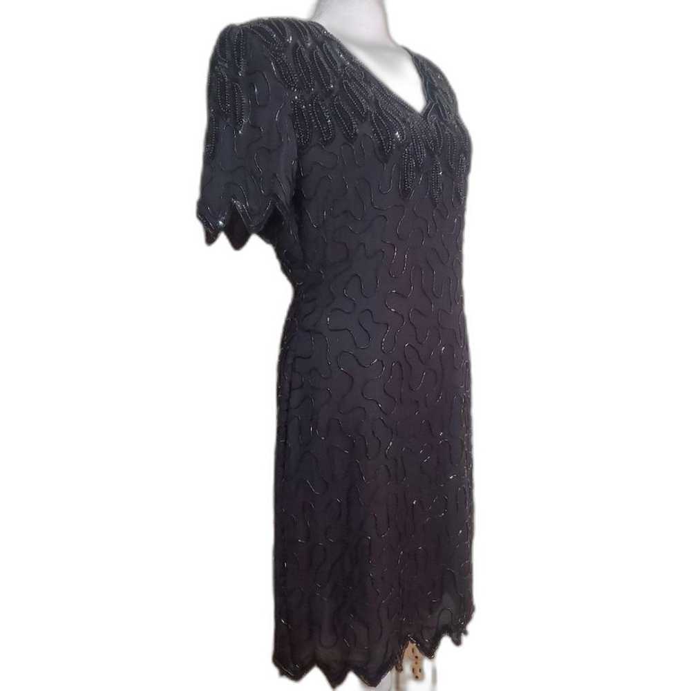 Laurence Kazer New York vtg  silk black beaded se… - image 4