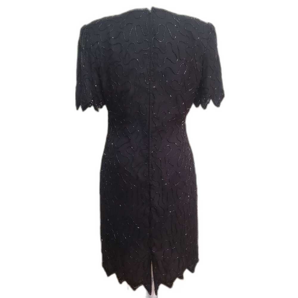 Laurence Kazer New York vtg  silk black beaded se… - image 5