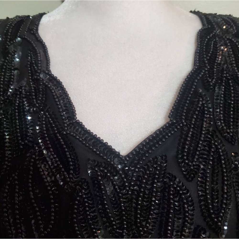 Laurence Kazer New York vtg  silk black beaded se… - image 7