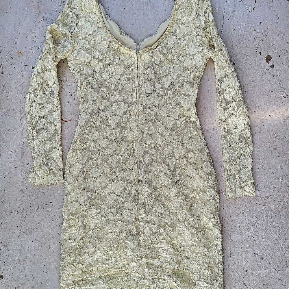 Vintage Molly Malloy Ivory/Cream Body Con Lace Dr… - image 4