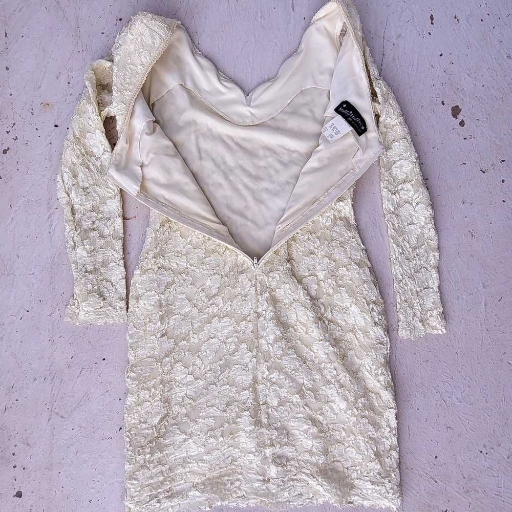 Vintage Molly Malloy Ivory/Cream Body Con Lace Dr… - image 5