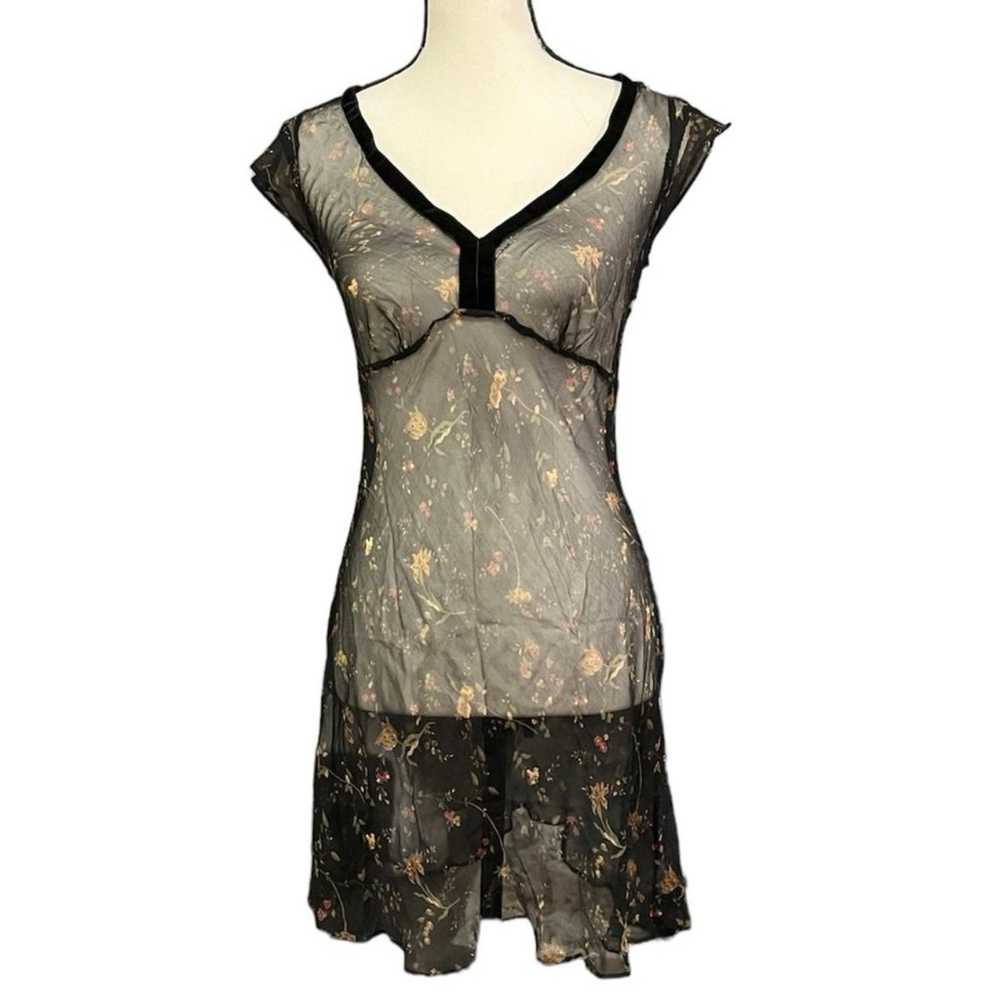 Vintage 90’s Betsey Johnson Sheer Floral Mesh Vel… - image 2