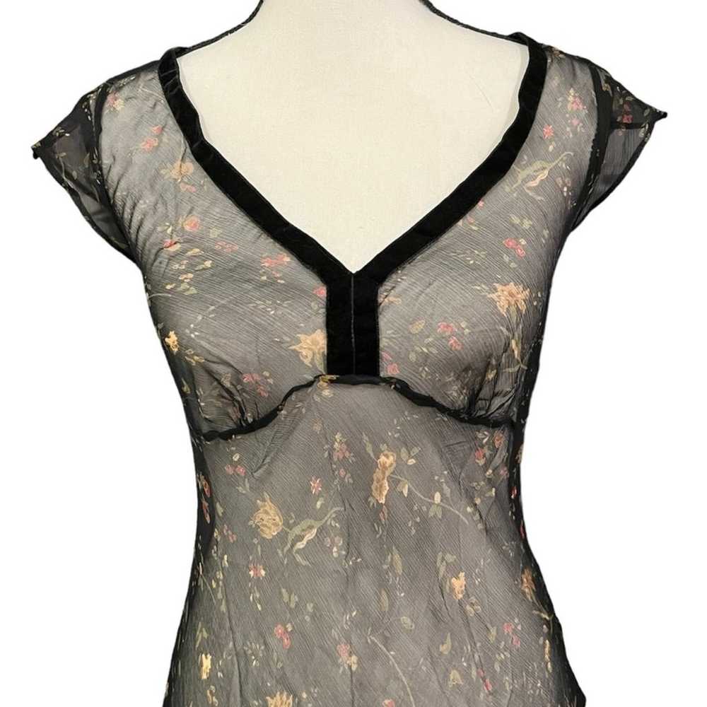 Vintage 90’s Betsey Johnson Sheer Floral Mesh Vel… - image 3