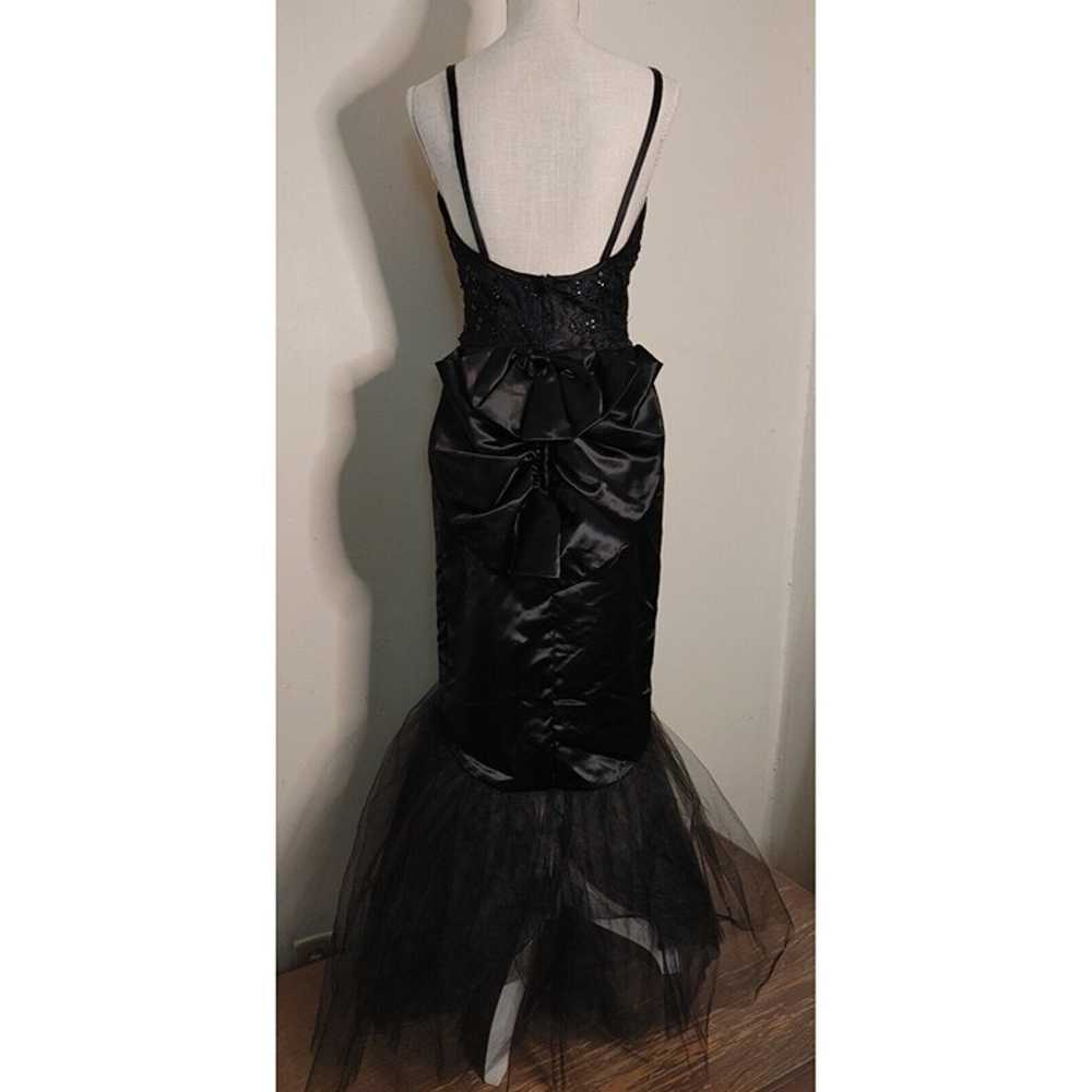 Vintage 80s Gunne Sax Black Formal Prom Dress Got… - image 4